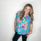 "Dexter" Floral Split Neck Cuffed Short Sleeve-Lola Monroe Boutique