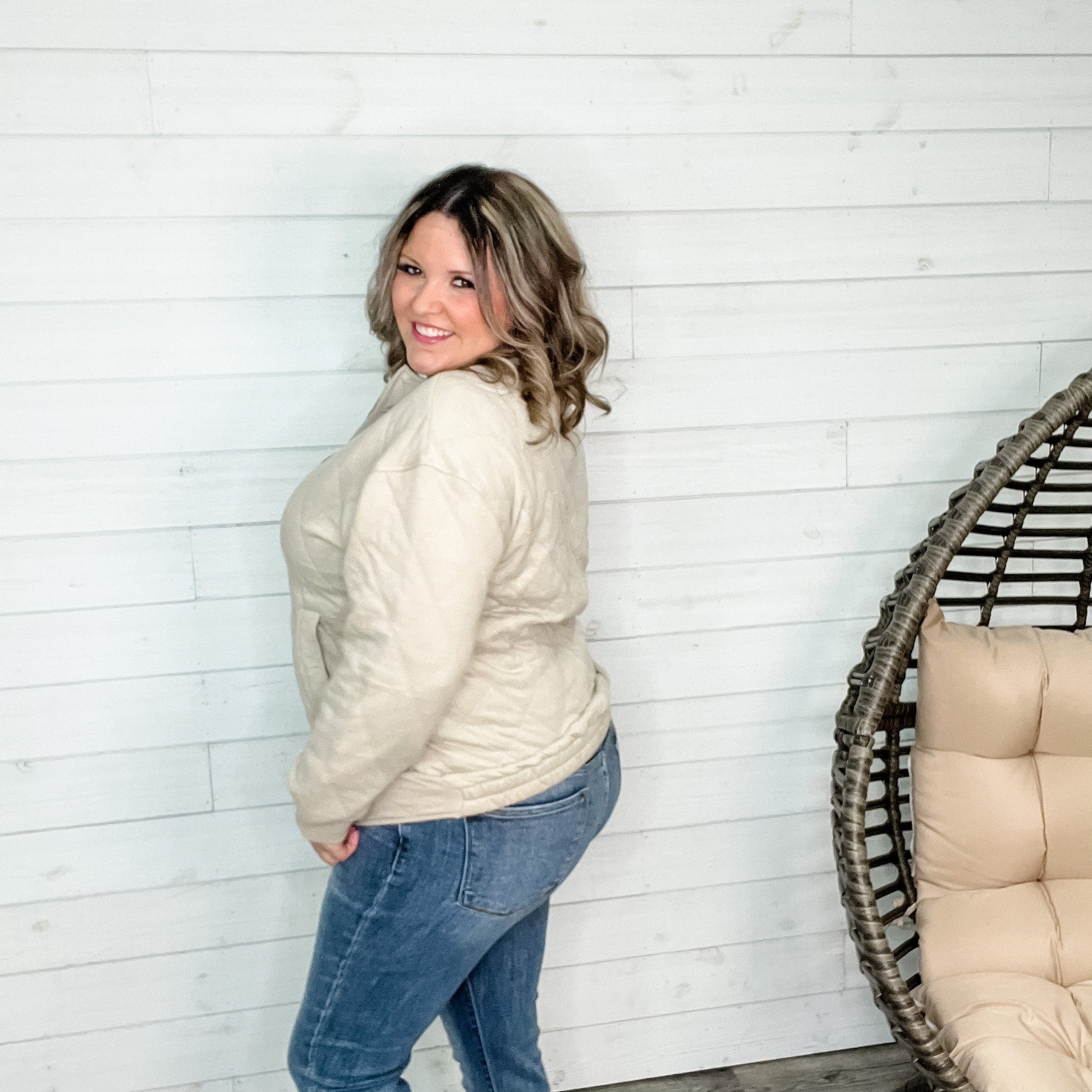 Diamond Quilted Full Zip Jacket (Taupe)