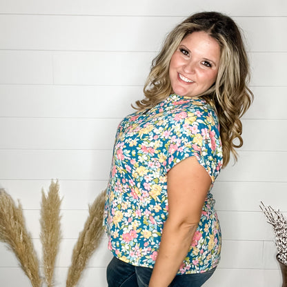 "Dill" Split Neck Cuffed Short Sleeve-Lola Monroe Boutique