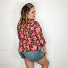 "Dimensions" Floral and Animal Lizzy 3/4 Sleeve Split Neck-Lola Monroe Boutique