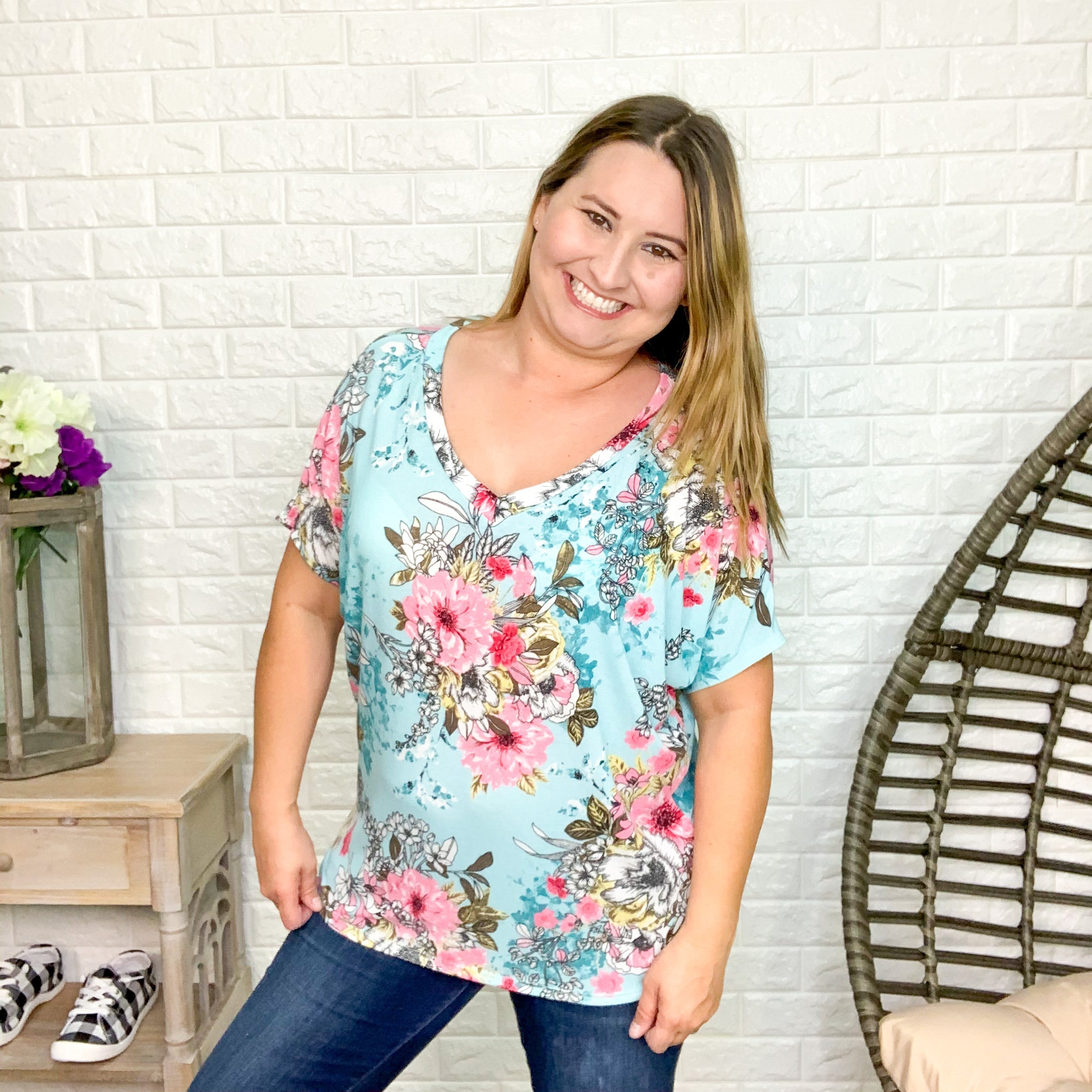 "Dina" Floral Dolman-Lola Monroe Boutique