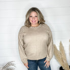 "Discreet" Long Sleeve Pearl Embellished Balloon Sleeve Sweater-Lola Monroe Boutique