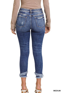 Distressed Cropped Skinny Denim-Lola Monroe Boutique