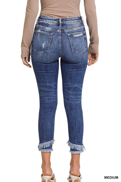 Distressed Cropped Skinny Denim-Lola Monroe Boutique