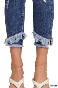 Distressed Cropped Skinny Denim-Lola Monroe Boutique
