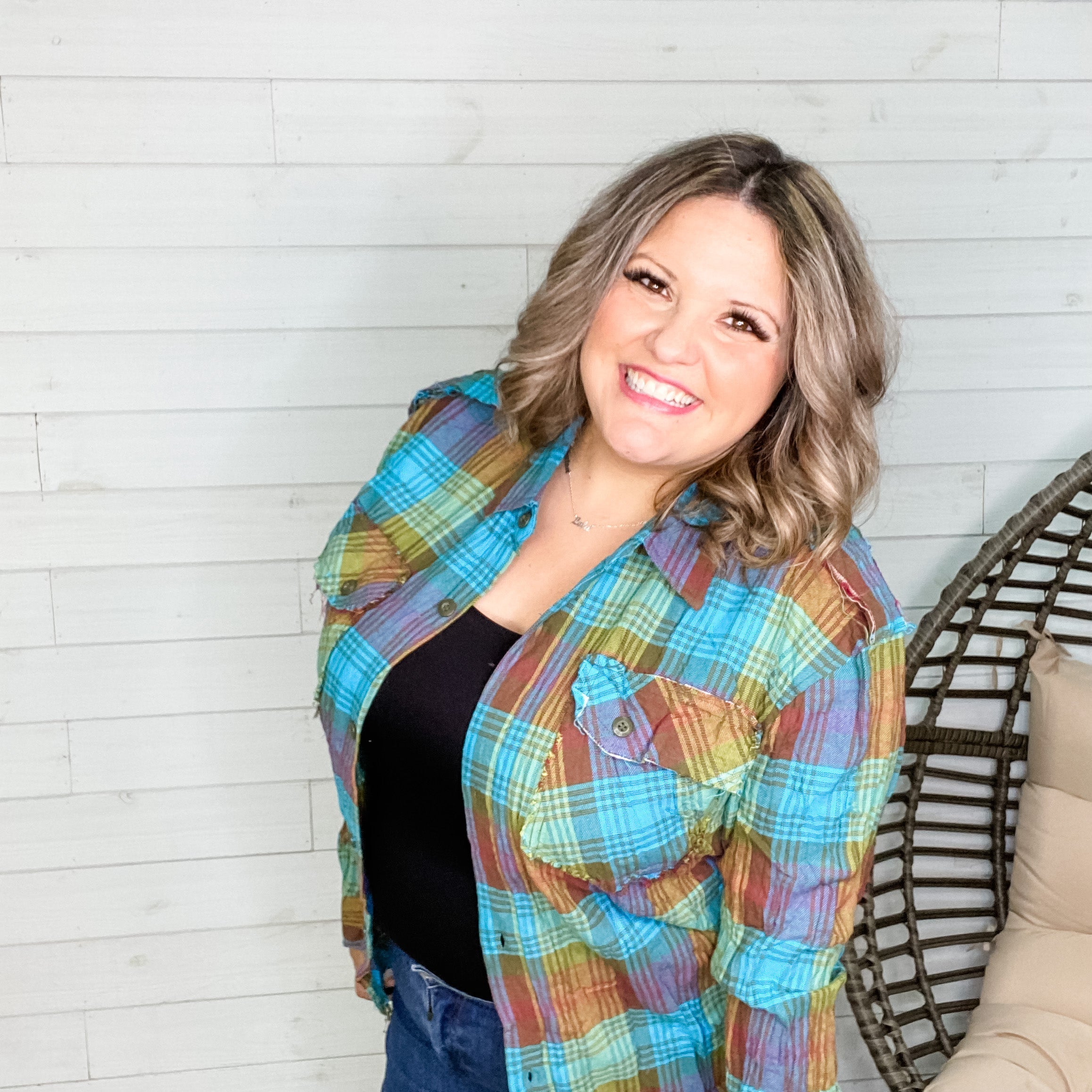 Distressed Flannel (Multiple Colors)-Lola Monroe Boutique