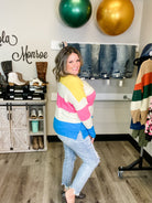 "Ditto" Long Sleeve Round Neck Stripe Sweater-Lola Monroe Boutique