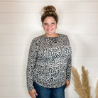 "Dixie" Animal Print Long Sleeve with Criss Cross Design (Grey)-Lola Monroe Boutique