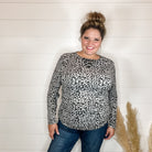 "Dixie" Animal Print Long Sleeve with Criss Cross Design (Grey)-Lola Monroe Boutique