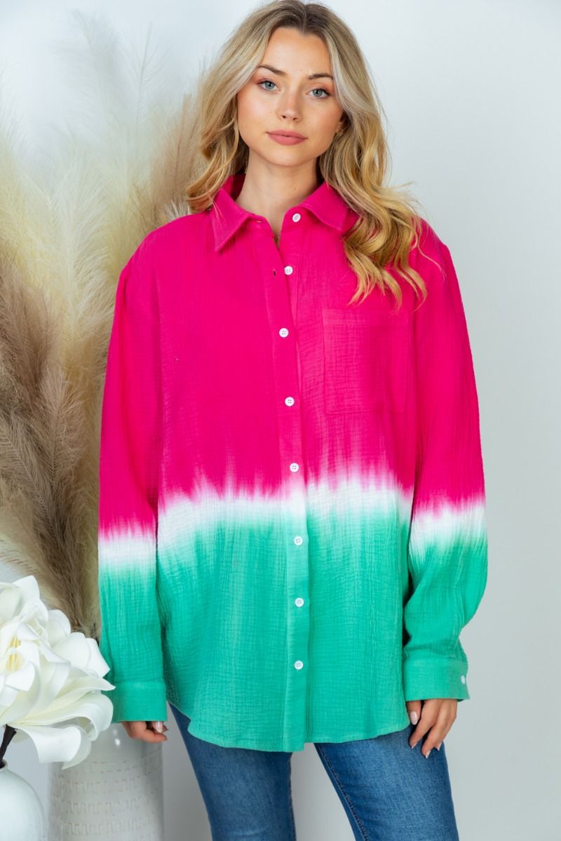"It's A Wash" Long Sleeve Tie Dye Button Up