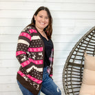 "Donner" Reindeer Pattern Cardigan with Side Pockets-Lola Monroe Boutique