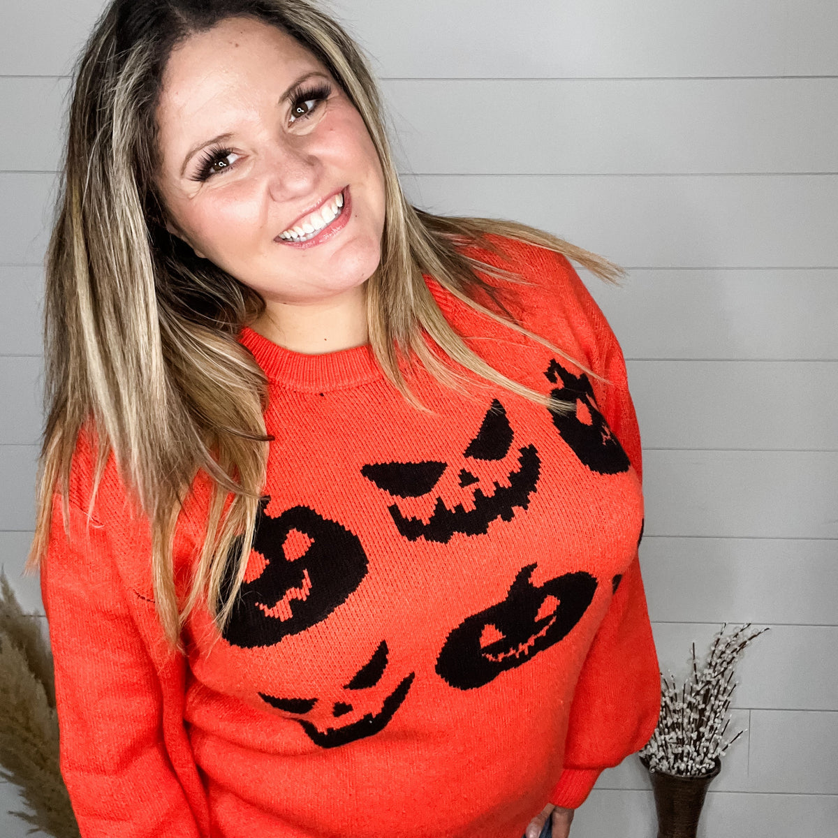 Doorbuster Jack O Lantern Balloon Sleeve Sweater