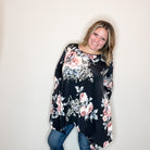 "Double Down" Floral and Animal Print Shark Bite Tunic with Pockets-Lola Monroe Boutique