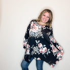 "Double Down" Floral and Animal Print Shark Bite Tunic with Pockets-Lola Monroe Boutique