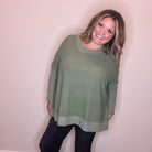 "Downtime" Long Sleeve with Thumbholes Hi Low (Olive)-Lola Monroe Boutique