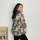 "Dusty Trails" Floral Waffle Texture Cowl Neck Long Sleeve-Lola Monroe Boutique