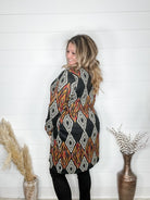 "Dutton" Aztec Print Cardigan with Pockets (Black)-Lola Monroe Boutique