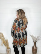 "Dutton" Aztec Print Cardigan with Pockets (Black)-Lola Monroe Boutique