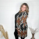 "Dutton" Aztec Print Cardigan with Pockets (Black)-Lola Monroe Boutique