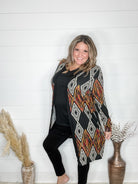 "Dutton" Aztec Print Cardigan with Pockets (Black)-Lola Monroe Boutique