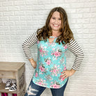 "Dylan" Floral & Stripe with Keyhole Design-Lola Monroe Boutique