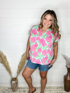 "Edamame" Split Neck Cuffed Short Sleeve-Lola Monroe Boutique