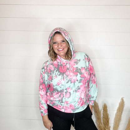 "Elapse" Floral Balloon Sleeve Hoodie