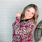 "Emersyn" Animal Print Collared Long SLeeve Split Neck-Lola Monroe Boutique