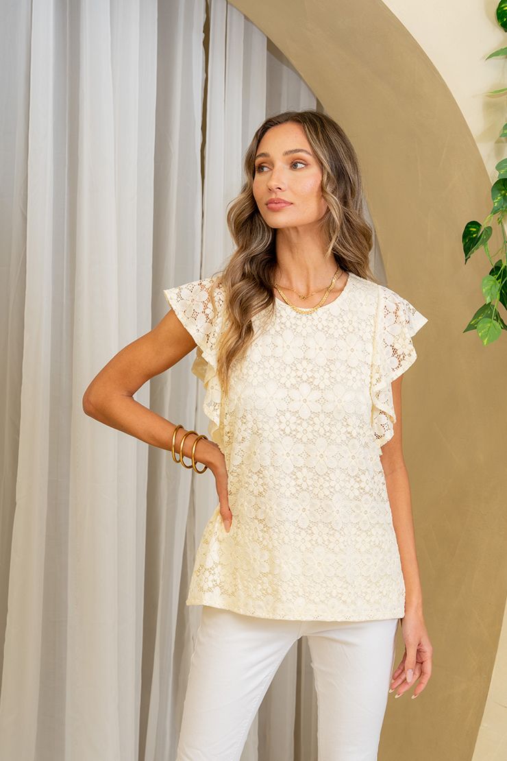 "Lately" Lace Ruffle Cap Tank