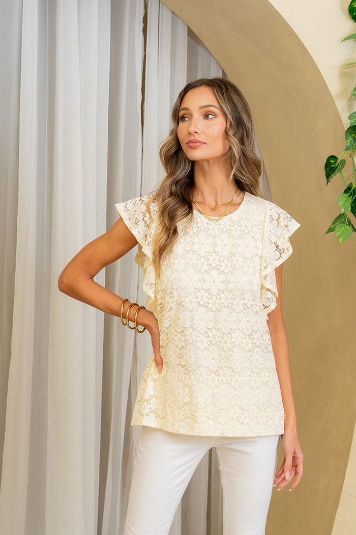 "Lately" Lace Ruffle Cap Tank