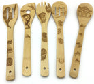 Etched 5 Piece Wooden Kitchen Utensil Sets (Multiple Characters)-Lola Monroe Boutique