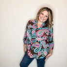 "Eventuality" Paisley Lizzy 3/4 Sleeve Split Neck-Lola Monroe Boutique