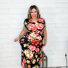 "Evie" Floral Elastic Waist Dress-Lola Monroe Boutique