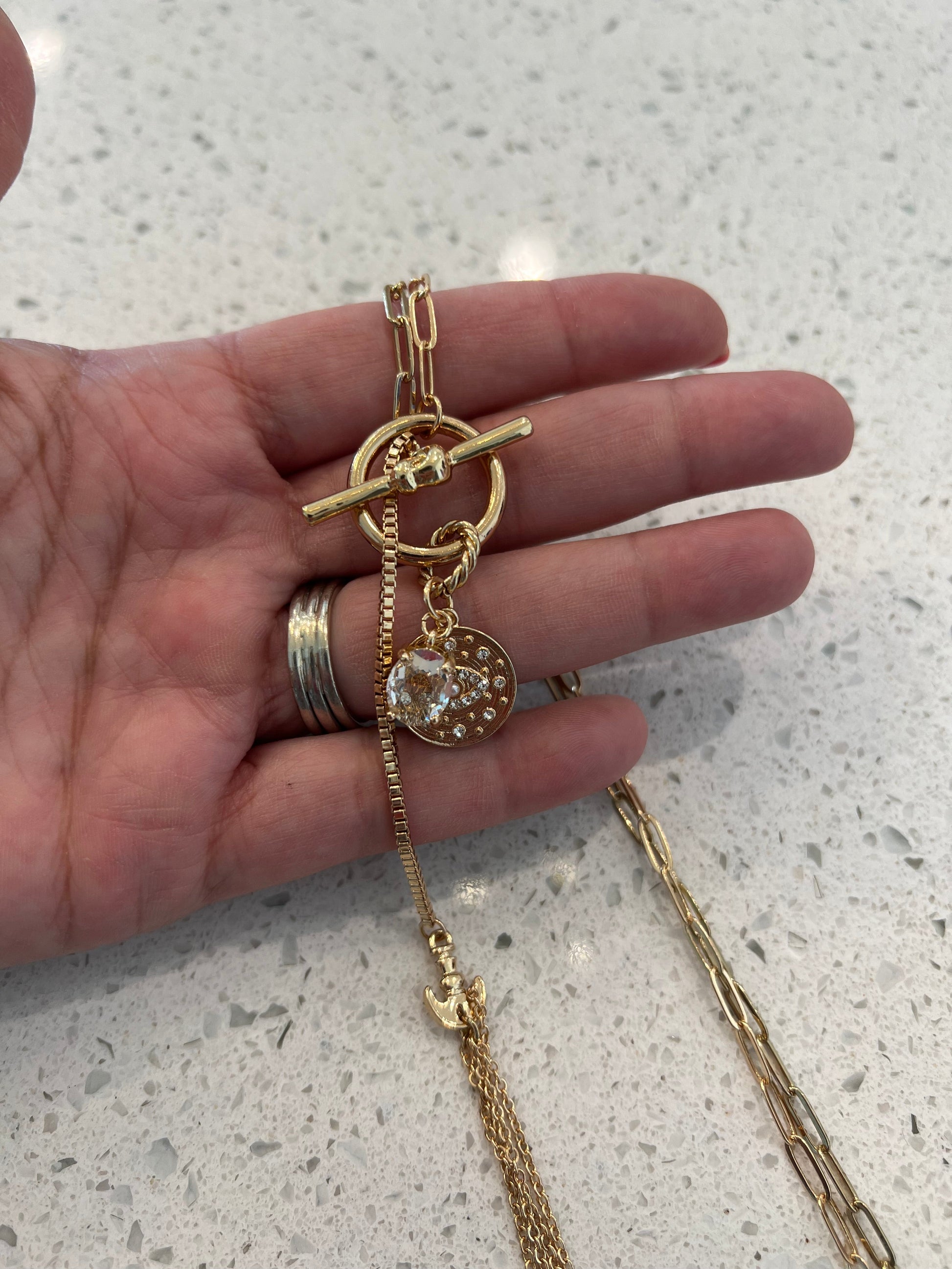"Evita" Necklace with Anchor and Evil Eye Detail