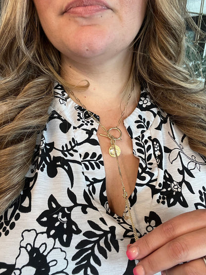 "Evita" Necklace with Anchor and Evil Eye Detail