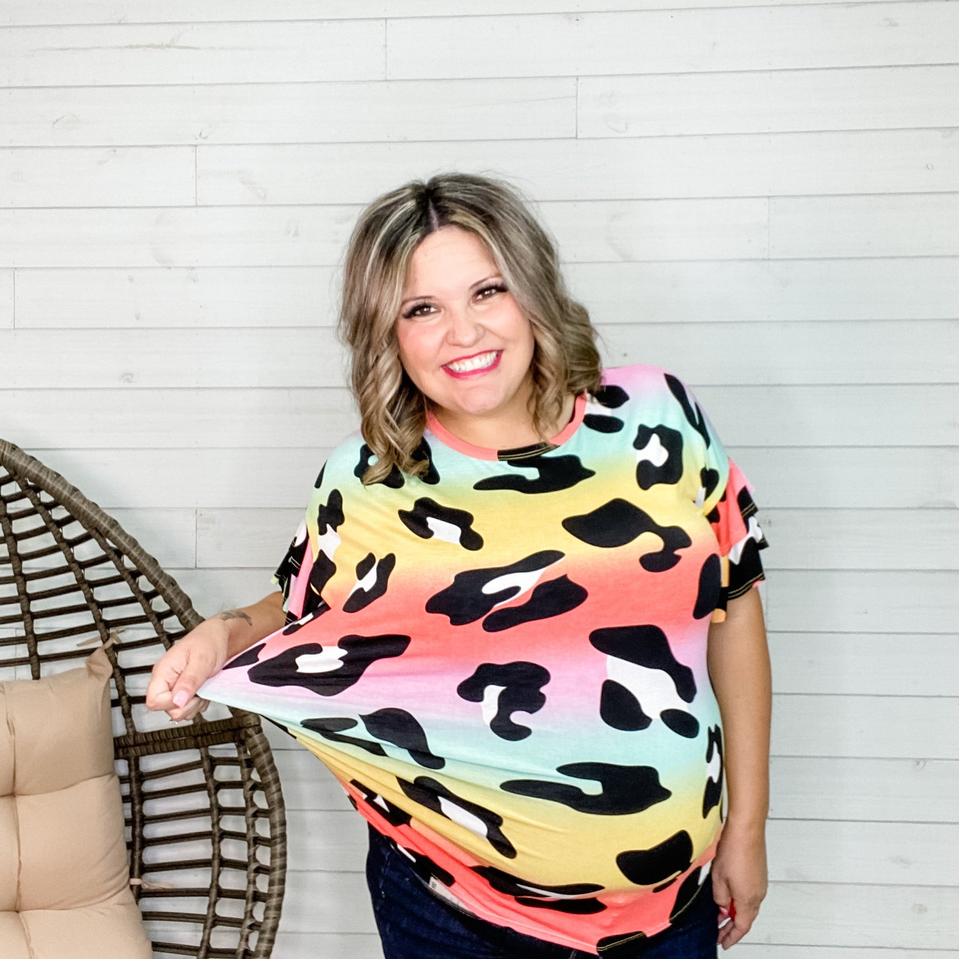 "Eye Opening" Ruffle Sleeve Animal Print