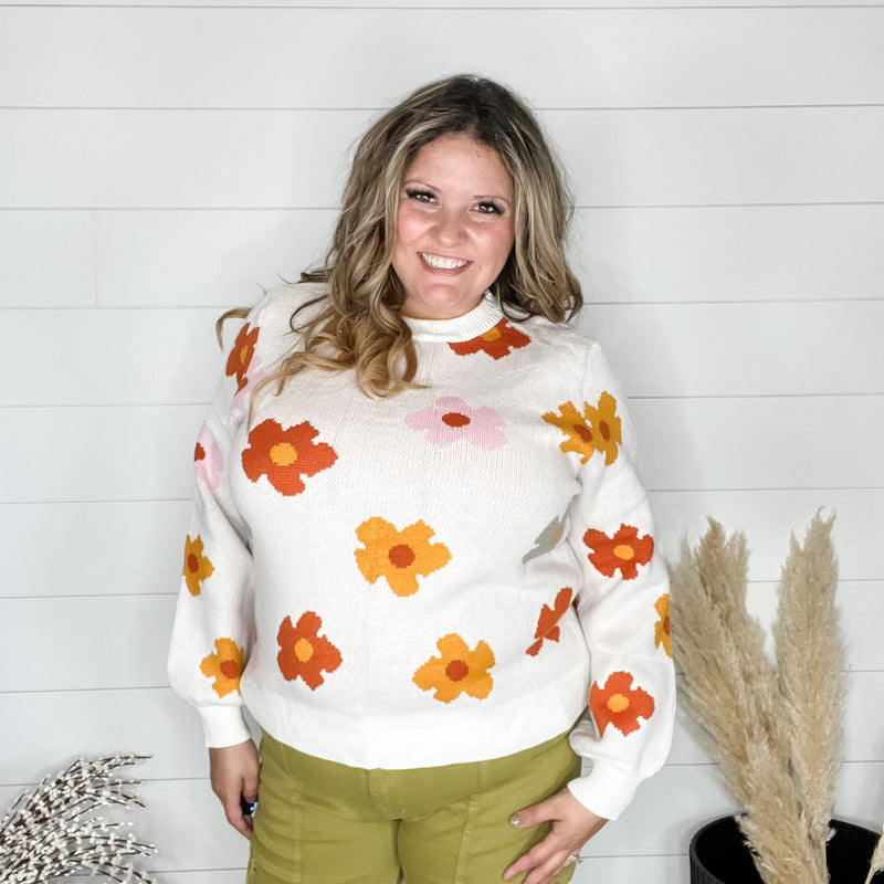 "Felicia" Fall Floral Long Sleeve Sweater