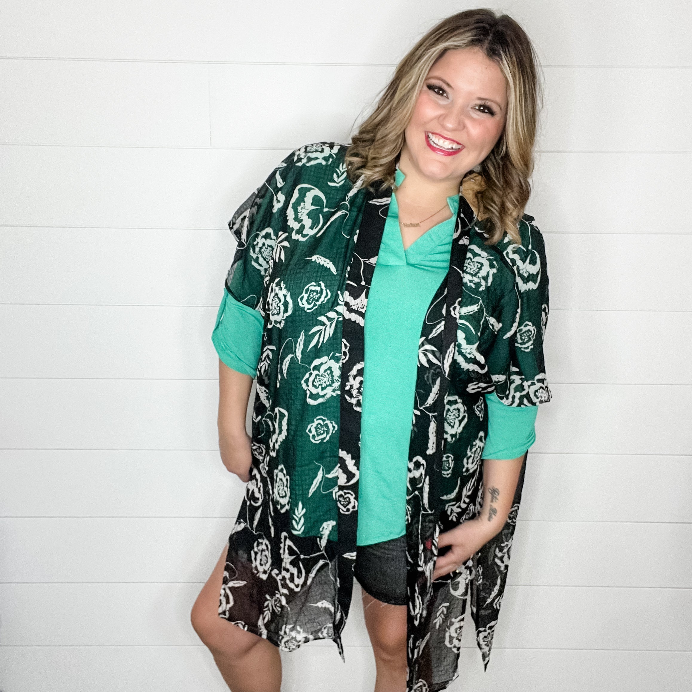 "Fidget" Floral Kimono Cover Up-Lola Monroe Boutique