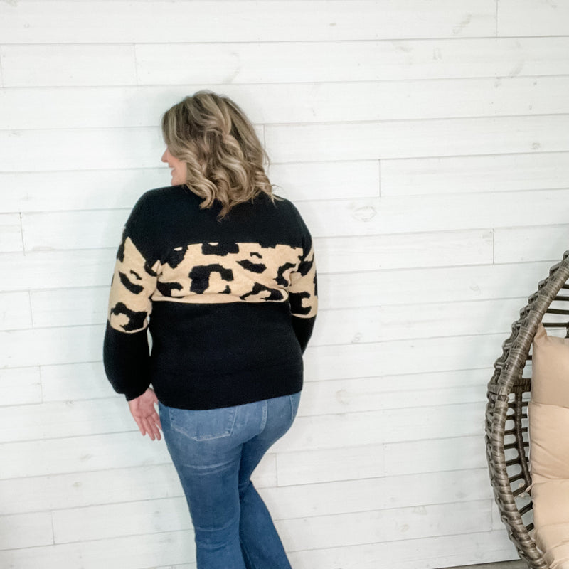"Filomenia" Animal Print Accent Sweater-Lola Monroe Boutique