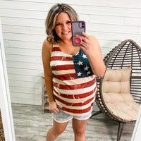 "Flag Print" Relaxed Fit Tank Top-Lola Monroe Boutique