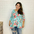 "Floating On Air" (Mint) 3/4 Sleeve Shark Bite Hem-Lola Monroe Boutique