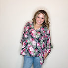 Floral Poncho Style Top-Lola Monroe Boutique