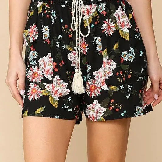 Floral Printed Smocked Waist Shorts