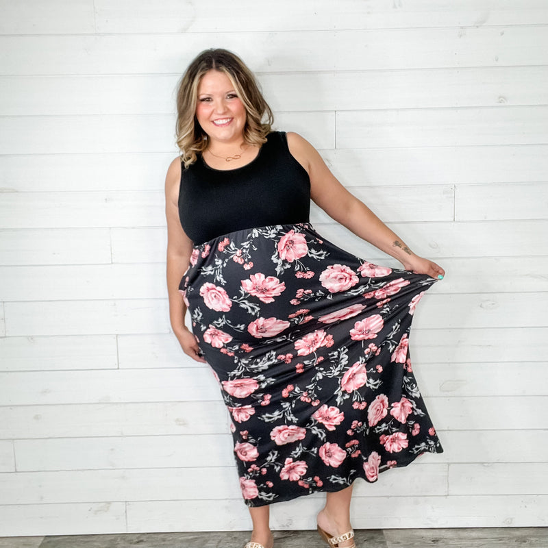 Floral Skirt Tank Maxi Dress with Pockets-Lola Monroe Boutique