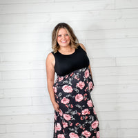 Floral Skirt Tank Maxi Dress with Pockets-Lola Monroe Boutique