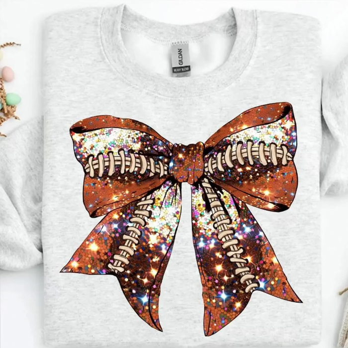 Football glitter bow-Lola Monroe Boutique