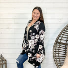 "Frannie" Floral Cardigan Shark Bite Detail-Lola Monroe Boutique