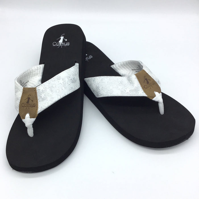 "Freedom" By Corkys Flip Flop (White Stars)-Lola Monroe Boutique