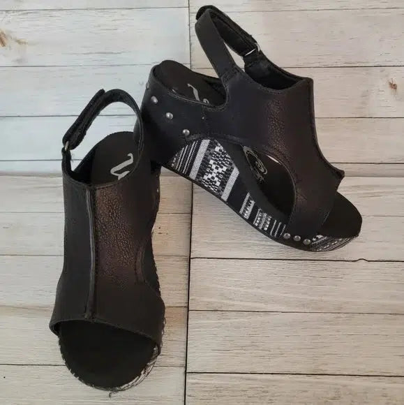 "Freedom" Wedge Sandal By Gypsy Jazz (Black)-Lola Monroe Boutique