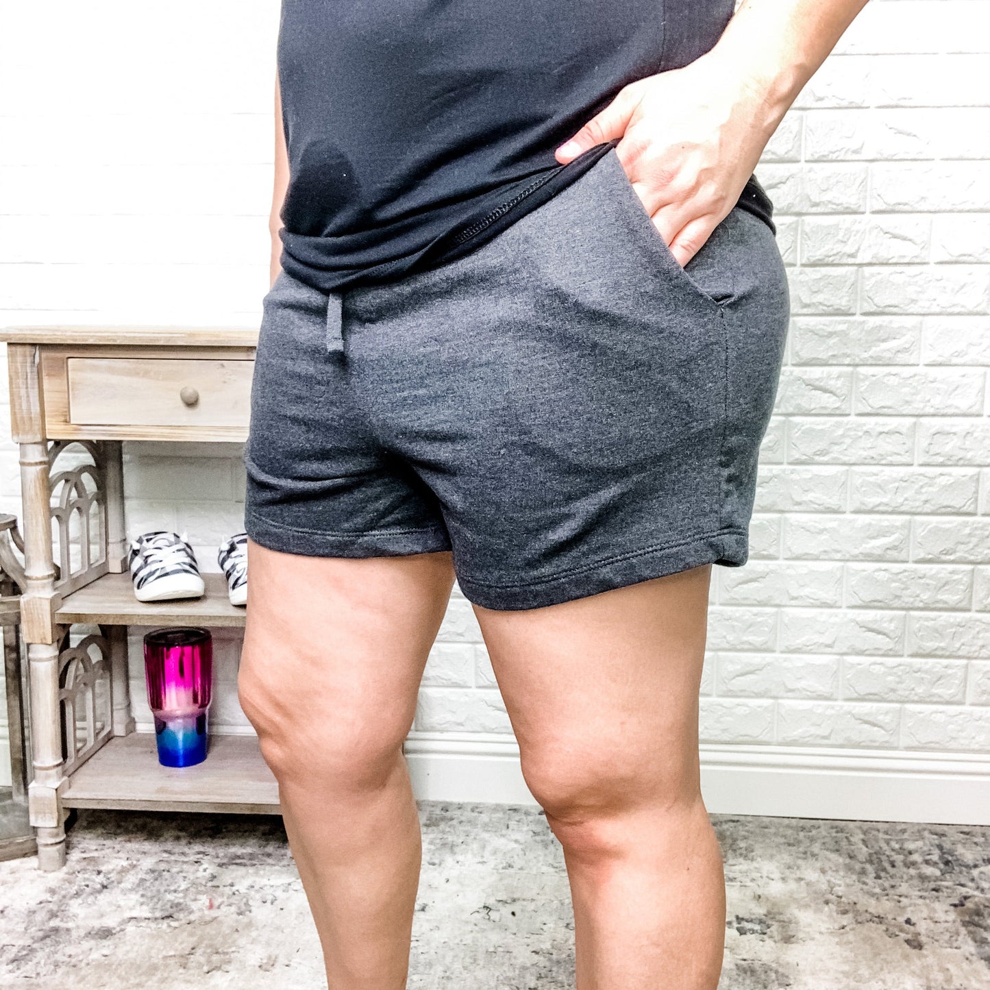 French Terry Drawstring Waist Shorts (Multiple Colors)